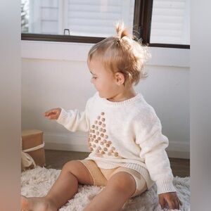 Ziggy Lou Coconut Knit Pom Pom Christmas Sweater Top HTF